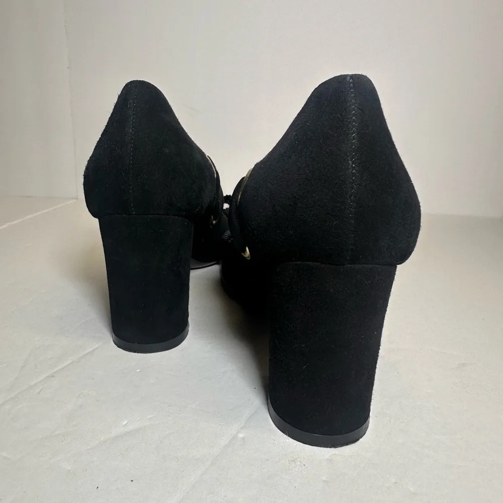 Bettye Muller Black Block Heels‎ with Bow Accent size 37. 1/2